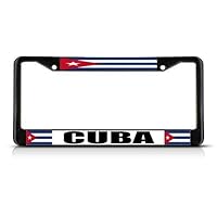 Cuba Cuban Flag Black Heavy Duty Metal License Plate Frame Elvira Jasper