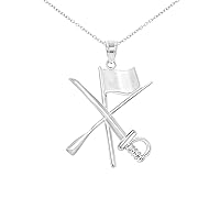 Flag Rifle Saber Necklace, Stainless Steel Charm Sterling Silver Necklace for Men, Women