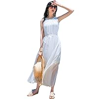 Silk Summer Dresses for Women White Long Dress Female Beach Casual