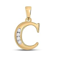 The Diamond Deal 10kt Yellow Gold Womens Round Diamond Initial C Letter Pendant 1/20 Cttw