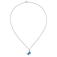Happyyami Butterfly Pendant Necklace Stainless Steel Dainty Opal Butterfly Choker Fashion Pendant Jewelry For Women Girls (Blue)