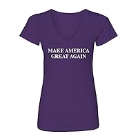 Manateez Women's Old School Make America Great Again V-Neck Tee Shirt