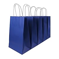 Ottin 30Pcs Medium Royal Blue Paper Gift Bags with Handle Bulk Paper Party Favor Gift Bags for Kid's Birthday Grocery Shopping Retail Wedding Gift Sacks Takeout Party Favor Bags