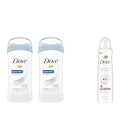Dove Invisible Solid and Advanced Care Antiperspirant Deodorants with All Day Sweat & Odor Protection, Moisturizing Formulas, and Fresh Fragrances - 2 Count 2.6 oz Stick and 3.8 oz Spray