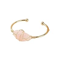 Rose Quartz Natural Stone Wire-Wrapped Bracelet