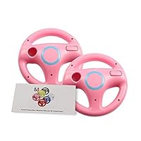 GH Mario Kart 8 Steering Wheel Compatible with Nintendo Wii (Peach Pink, 2 Pack), Racing Games Wheels for Wii (U) Remote Controller (6 Colors Available)