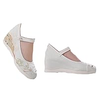 Women Ethnic Wedges Shoes Ladies Casual Sandals Pumps Woman Embroider Summer Espadrilles Retro Shoe White 4.5