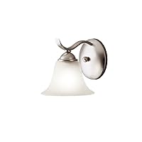 Kichler 6719NI, Dover Reversible Glass Wall Sconce Lighting, 1 Light, 60 Total Watts, Brushed Nickel, 16.5-Inch