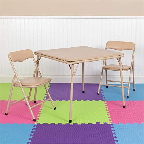 Flash Furniture Mindy Kids Tan 3 Piece Folding Table and Chair Set