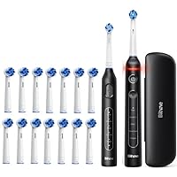 Bitvae R1 & R2 Rotating Electric Toothbrush for Adults and Kids with 13 Brush Heads, 5 Modes, Pressure Sensor, Travel Case, Black & Black