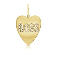 Beautiful Heart BOSS Diamond 925 Sterling Silver Charm Pendant,Designer Heart BOSS Silver Diamond Pendant,Handmade Pendant Jewelry,Gift