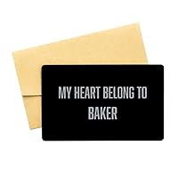 Inspirational Baker Black Aluminum Card, My Heart Belong to Baker, Best Birthday Christmas Gifts for Baker