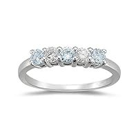 1/5 (0.18-0.25) Cts VS Diamond and 0.33 Cts Aquamarine Ring in 18K White Gold