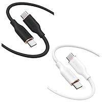 Anker 100W 6ft USB-C Charging Cable for iPhone 15, MacBook Pro 2020, iPad Pro 2020, Galaxy S23 - Cloud White & Midnight Black