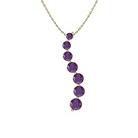 Diamondere Natural and Certified Round gemstone Journey Necklace in 14k Solid Gold | 0.90 Carat Pendant with Chain