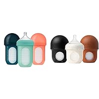 Boon Nursh Reusable Silicone Baby Bottles with Collapsible Silicone Pouch Design & Nursh Reusable Silicone Baby Bottles with Collapsible Silicone Pouch Design