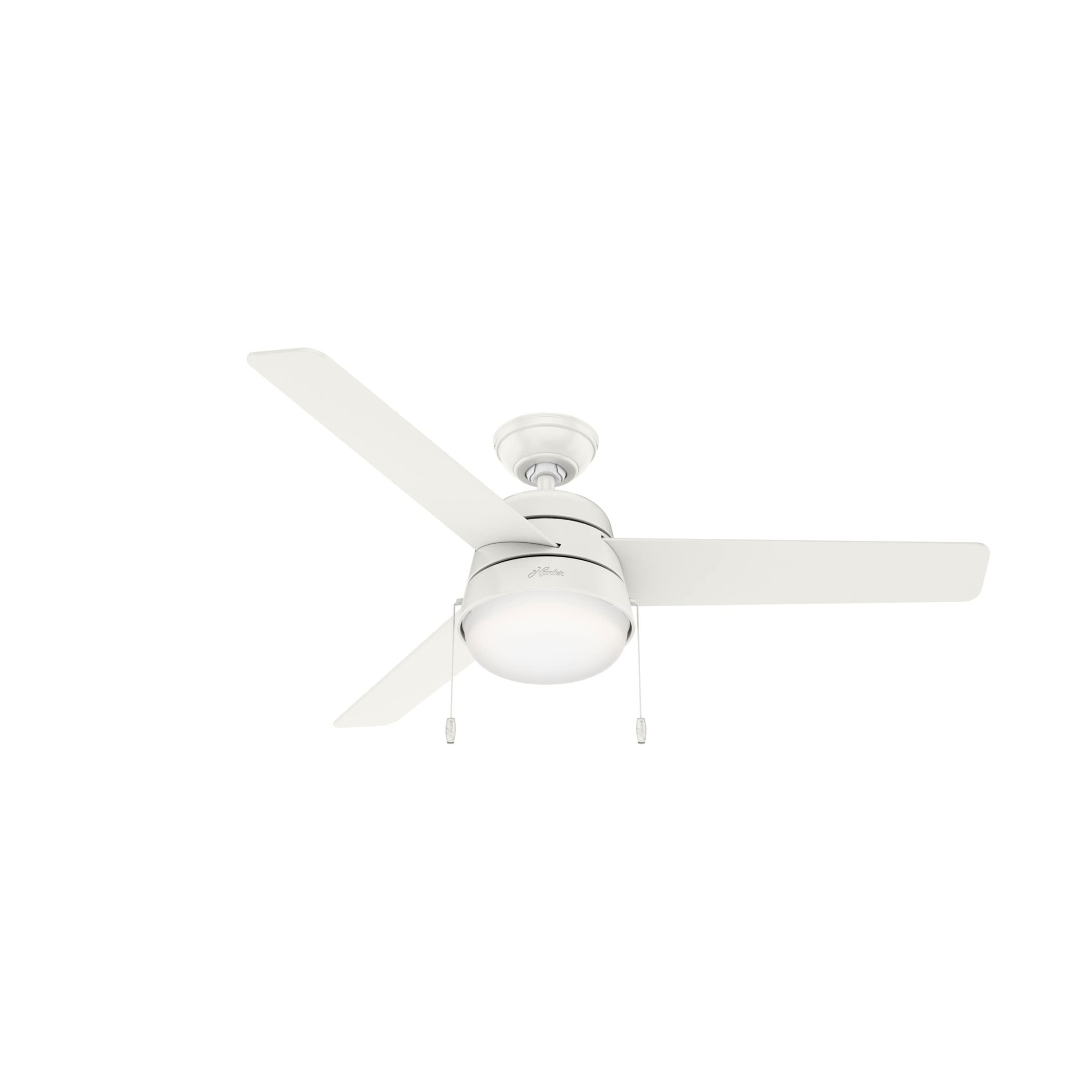 Hunter Fan Company, 50378, 52 inch Aker Fresh White Ceiling Fan with LED Light Kit and Pull Chain