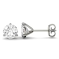 3.00 Carat VVS1 Full White Brilliant Round Cut Moissanite Diamond Earring For Women, Solitaire Push Back Valentine Present For Her in Real 10k White Gold and 925 Sterling Silver