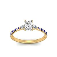 Choose Your Gemstone Pear 3 Stone Cathedral Diamond CZ Ring Yellow Gold Plated Radiant Shape Petite Engagement Rings Minimal Modern Design Birthday Gift Wedding Gift US Size 4 to 12