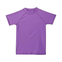 Girls Rash Guard UPF 50+ Sun Protective Short Sleeve Swimwear Outdoor Athletic Tops Swim Shirt