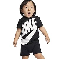 Nike Nike Futura Short Sleeve Romper with Large Swoosh Logo Cool for Boys (Black/White) Coveralls, Jumpsuit, Baby Shower Gift, Black, White, Blue, Navy, Blue, Navy, Red, Red