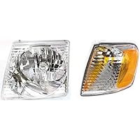 Evan Fischer Driver Side Headlight Set of 2 Compatible with 2001-2005 Ford Explorer Sport Trac, 2001-2003 Ford Explorer Sport - FO2502170, FO2520164