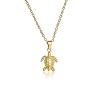 Mary & Jules Turtle Necklace 925 Sterling Silver Gold-Plated Gold Chain Women's with Turtle Pendant Necklace Women's Gold Made of Recycled Silver, for Women and Girls, Sterling Silver