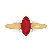 Clara Pucci 1.0 carat Marquise Cut Solitaire Simulated Ruby Proposal Wedding Bridal Anniversary Ring 18K Yellow Gold