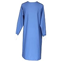Washable Reusable Medical PPE Level 1 Isolation Gown for Dentists, Hygienists, Doctors, Nurses and Medical Personnel - Blue - Large
