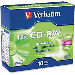700MB High-Speed Branded CD-RW Media with Slim Case - Pack of 10