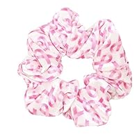 Breast Cancer Scrunchie, Pink Ribbon Hair Accessories, Breast Cancer Awareness Premium Velvet Pink No Crease Hair Elastics