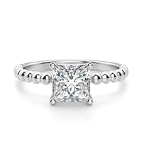 10K Solid White Gold Handmade Engagement Ring 2.0 CT Princess Cut Moissanite Diamond Solitaire Wedding/Bridal Ring for Women/Her, Awesome Ring Gift for Her