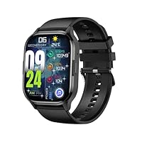 AMOLED Smart Watch for Android iOS with Fitness Tracker Sleep Monitor, 2.01'' HD AMOLED Touch Screen, Sport Modes, IP67 Waterproof, 250mAh Battery, Magnetic Charging (Black)