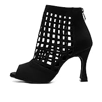 AOQUNFS Women's Peep Toe Latin Dance Boots Salsa Ballroom Party Ankle Dance Shoes,Model L501