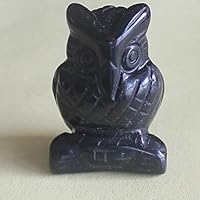 1.5'' Hand Carved Mixed Gemstone Crystal owl Figurine Animal Carving (Black Obsidian)