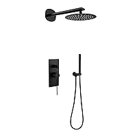 Faucets,Faucet/Tap,Shower System Wall Mounted Shower Faucet Set with Shower Head Single Handle Shower Set Bathroom with Hand Shower, Angle Can Be Tilted/Black