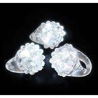 100 PACK Light-Up White Jelly Bumpy Rings Flashing LED Bubble Rave Favors