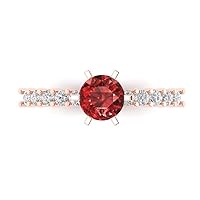 Clara Pucci 1.20ct Round Cut Solitaire Genuine Natural Red Garnet Engagement Promise Anniversary Bridal Wedding Accent Ring 18K Rose Gold