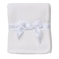 Little Me Baby White Cable Knit Swaddling Receiving Blanket