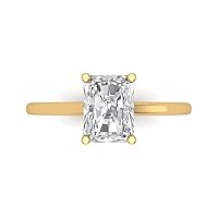 2 Ct Brilliant Emerald Cut Clear Simulated Diamond 14K Yellow Gold Solitaire Engagement Promise Bridal Anniversary Ring