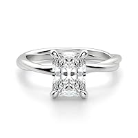 1 CT Moissanite Diamond Halo Radiant Engagement Rings for Women, 925 Sterling Silver Vintage Twisted Radiant Wedding Ring Anniversary Valentine's Day Jewelry Gift for Her