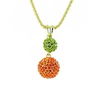 Orange and Green on Gold Plated Round Ball Necklace