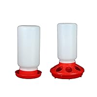 Baby Chick Feeder and Waterer Kit for Poultry Fount for Up to 8 Chicks Plastic Easy to Clean Highly Practical for Baby Chick Feeder and Waterer Kit Set for Brooder No Waste Stand Small