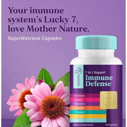 7 in 1 Immune Support Zinc Supplements 50mg Elderberry with Zink and Vitamin C, Vit D3 5000 IU, Echinacea, Turmeric Curcumin & Ginger Immunity Vitamins Booster - Natural Allergy Relief for Kids Adults
