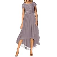 Mother of The Bride Dresses Lace Wedding Guest Dresses for Women High Low Mother of The Bride Dress Long Chiffon