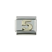 Stainless Steel 18k Gold Numbers Charms for Italian Charm Bracelets 9mm