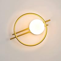 Glass Ball Wall Light Background Wall Decoration Wall Lamp, Creative Metal Ring Wall Light with Glass Ball Lampshade, G9 Wall Sconces for Living Room Dining Hallway