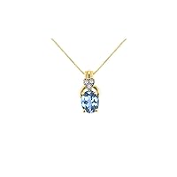 Rylos Necklaces For Women 14K Yellow Gold - Diamond & Blue Topaz Pendant Necklace With 18