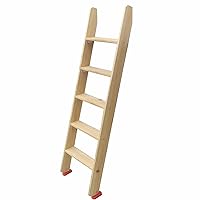 1.5m Wooden Floor Ladder for 1.47m Hight Twin Bunk Bed & Loft, Home Farmhouse Decor 5 Step Blanket Quilt Ladder, Heavy Duty Library Ladder, Load 150kg