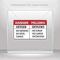 Decal Danger Oxygen No Smoking. No Open Flames. / Peligro Oxygeno No F (5 X 2.99 Inches)